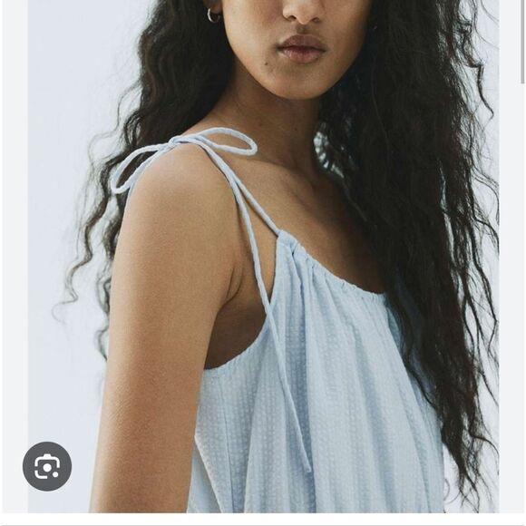 H&M M blue A Line Slip Dress tie - Picture 5 of 11